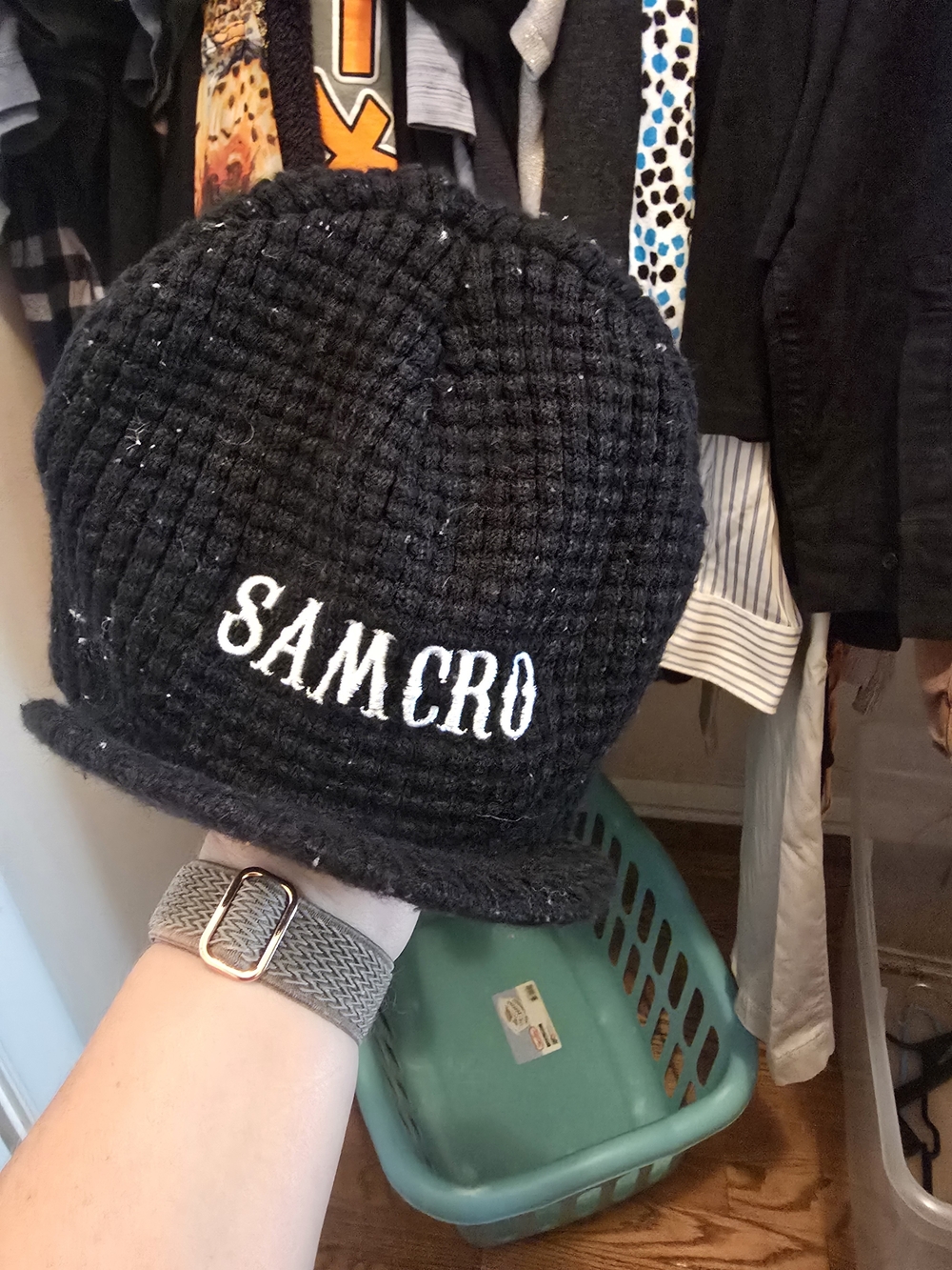 SAMCRO Black Knit Beanie Hat for Men